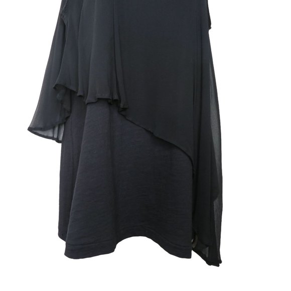 Vintage Elizabeth & James Layered Tunic Tank Top S Black Silk Cotton Small Snags - Picture 16 of 16